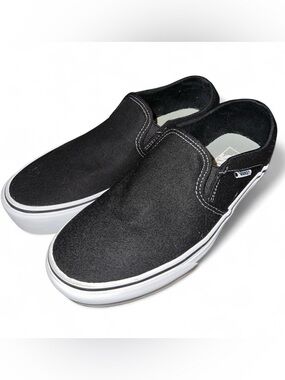 Vans Classic Platform Slip-On Canvas Sneakers - Black with White Sole